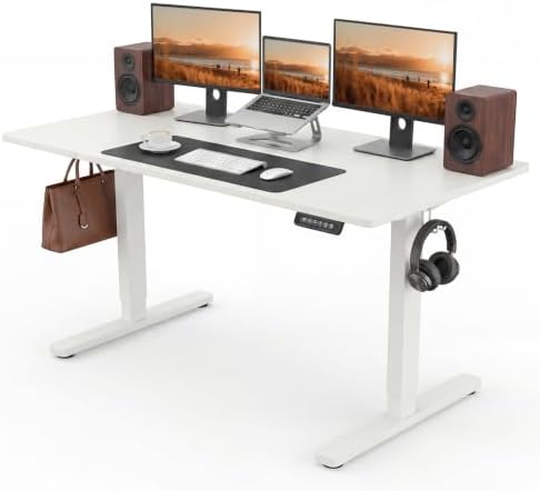 55 x 28Inch Electric Standing Desk, Height Adjustable Computer Desk by IDEALHOUSE