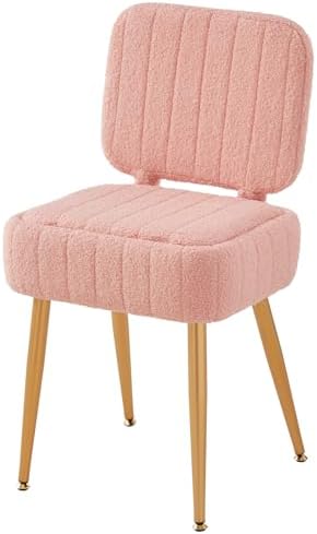 Vanity Chair with Storage Stool with Folding Back Makeup Chair by ZYKZYKHOME