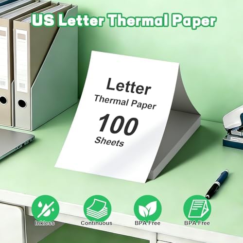 Portable Printer & 100 Sheets 8.5"x11" Fanfold Thermal Paper US Letter Size for Home, car, Office, School, etc - Image 2