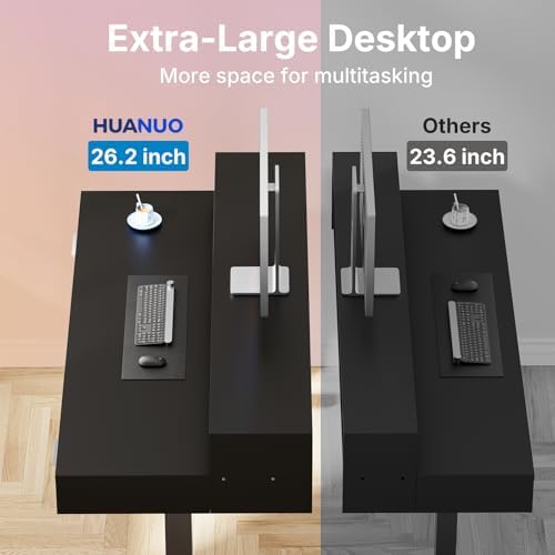 HUANUO 63″ X 26″ Electric Standing Desk with 2 Drawers &24.4″ Large Keyboard Tray, C-Clamp Mount Compatible, Adjustable Computer Desk for Office, Sit Stand Up Desk with 4 Height Presets, Black - Image 6