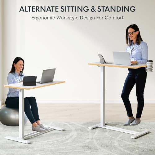 FLEXISPOT H7 32" Pneumatic Height-Adjustable Overbed Table with Wheels - Image 6