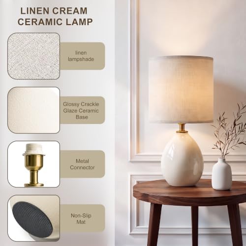 Dawnwake 17.7" Ceramic Table Lamps Set of 2 for Living Room Bedroom, Cream - Image 5