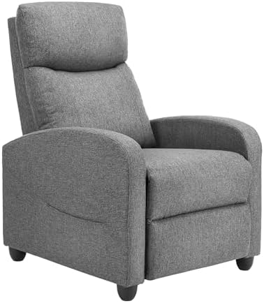 Sweetcrispy Recliner Chair Fabric Recliner Sofa No Massage, Home Theater Seating with Lumbar Support, Adjustable Push Back Overstuffed High-Density Sponge Reclining for Living Room, Grey by Sweetcrispy