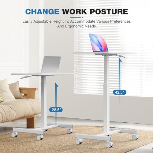 Mobile Rolling Desk, Small Standing Desk with Wheels - Image 3
