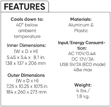 Cooluli Mini Fridge for Bedroom - Car, Office Desk & Dorm Room - Portable 4L/6 Can Electric Plug In Cooler & Warmer for Food, Drinks, Skincare Beauty & Makeup - 12v AC/DC & Exclusive USB Option, Black - Image 4