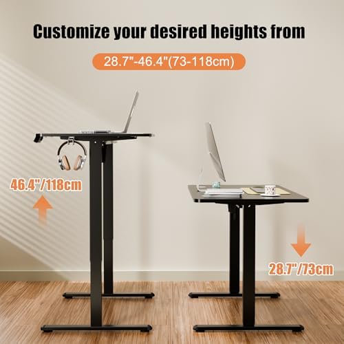 47"x24" Standing Desk, Height Adjustable Sit-Stand Home Office, Black - Image 4