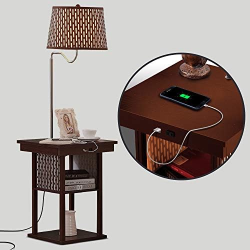 Brightech Madison Side Table with Lamp Combo with LED Bulb, Desk Lamp with USB Port, Bedside Reading Light, Modern End Table with Floor Lamp for Bedroom, Living Room, Office - Havana Brown - Image 5