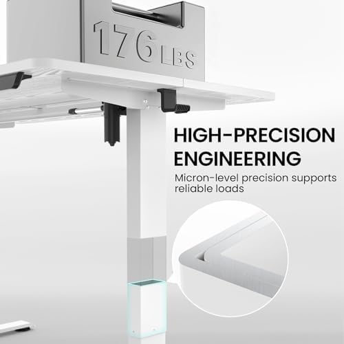 Veken 55 x 28 Inch Electric Standing Desk with Adjustable Height, Sit to Stand Computer Table for Study, Work or Gaming, Home Office Desk White - Image 6