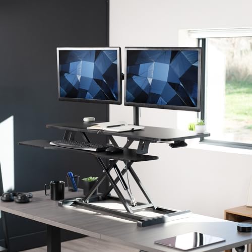 VIVO Black 42 in Standing Desk Converter with Monitor Stand, DESK-V042KB-M2 - Image 2