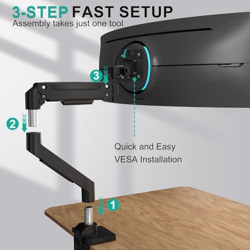 WALI Heavy Duty Monitor Arm for 13-49 inch 1000R Curved Screen, up to 44lbs - Image 6