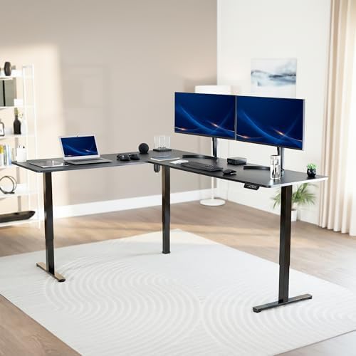 VIVO Black 84 x 63 in Corner Standing Desk, DESK-E3CTBB-84 - Image 2