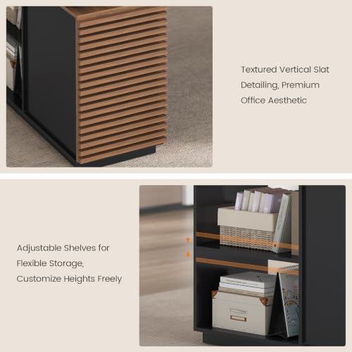 78.7" Executive Desk, Home Office Desk with File Drawers & Storage Shelves - Image 5