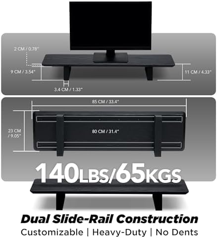 ULTRARM Moodular Wooden Monitor Stand Desk Organizer, Standard 33.4" Black - Image 4