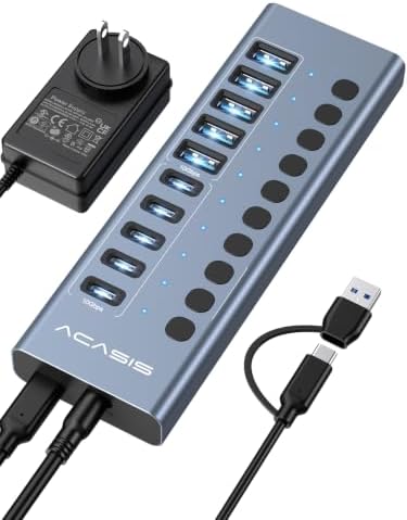 ACASIS 10 Ports Powered USB 3.2 Hub (5 USB-A 3.2 +5 USB-C 3.2), 10Gbps by ACASIS