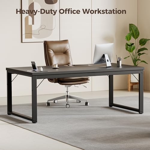 Mericonia 54 Inch Computer Desk with Power Outlets, 1.2" Thick Office Table - Image 3