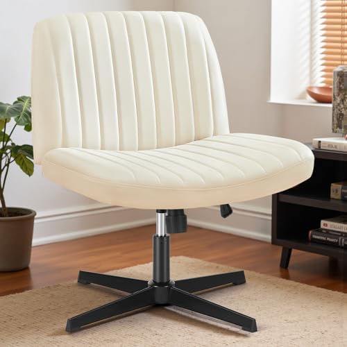 DUMOS Criss Cross Chair, Cross Legged Vanity Chair No Wheels, Home Office by DumosLifestyle