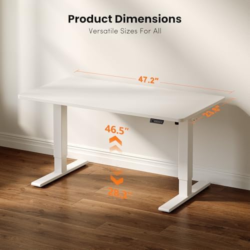 CubiCubi 48 x 24 Electric One-Piece Standing Desk, White - Image 2