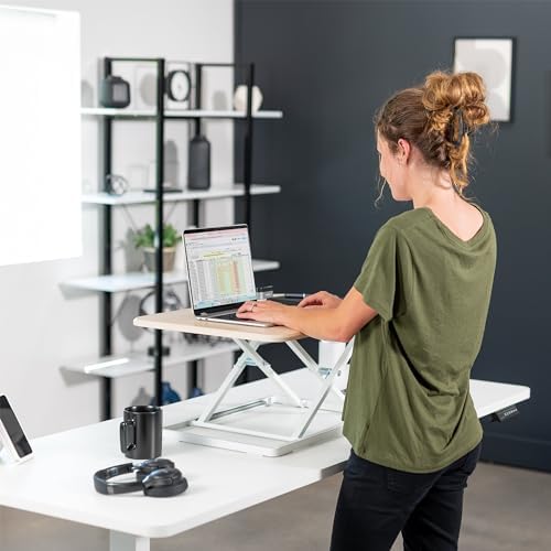 VIVO Light Wood 26 in Single Top Standing Desk Converter, DESK-V001JF - Image 5