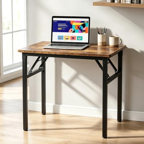 Need Small Computer Desk 31.5 Inch Folding Home Office Table Retro - Image 6