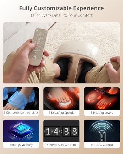 ibreo Shiatsu Foot Massager for Foot Neuropathy, Plantar Fasciitis, Pain Relief, Tired Relaxation, with Heat, Deep Rolling & Kneading Therapy, 360° Air Compression for Men Women Seniors Size Up to 13 - Image 4