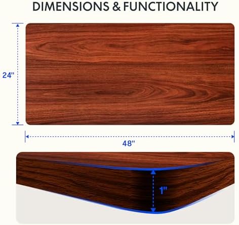 FLEXISPOT EN2 48"x24" Whole-Piece Standing Desk with Power Strip, Mahogany - Image 3