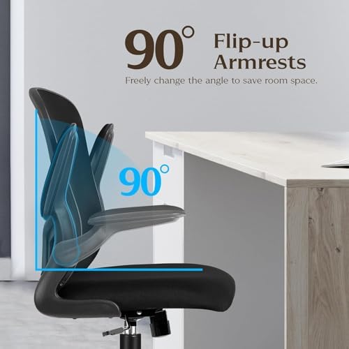 FelixKing Office Desk Chairs, Ergonomic PC Desk Chair with Wheels, Adjustable Lumbar Support and Height, Swivel Computer Chair with Flip-up Armrests, Ergo Mesh Backrest for Working (Black, Pack of 8) - Image 6