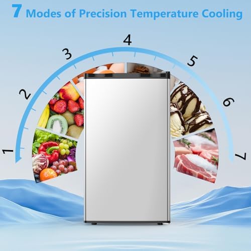 COWSAR 3.2 Cu.Ft Mini Fridge with Freezer for Bedroom Dorm, Silver - Image 3
