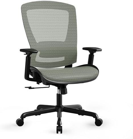 ELABEST Ergonomic Mesh Office Chair,Comfy Computer Desk Chair- BIFMA 5.1 Certified Commercial Swivel Task Chair for Home Office-Adjustable Lumbar Support & Armrests,Tilt Function,Wide Seat(Dusty Sage) by ELABEST