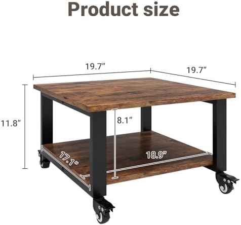 Natwind 2 Tier Laser Printer Stand,20''x20'' Under Desk Printer Cart, Retro - Image 3