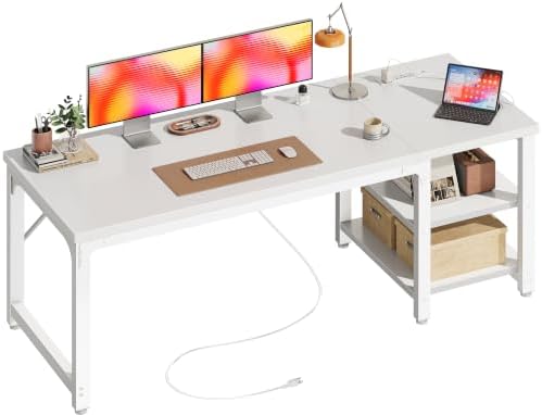 Huuger 55'' x 19.7'' Computer Desk with Power Outlets, 0.95'' Thick Desktop by Huuger