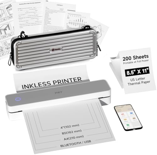 PRT Portable Thermal Printer with Carry Case& 200 Sheets Thermal Paper by PRT