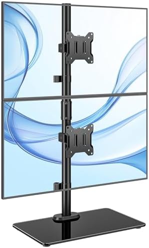 monTEK Vertical Dual Monitor Stand for 17-32", Glass Base by monTEK