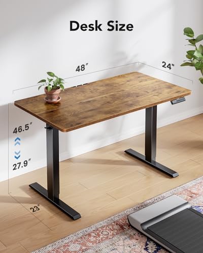 HUANUO 55x27 Inch Electric Standing Desk, Height Adjustable, Rustic Brown - Image 3