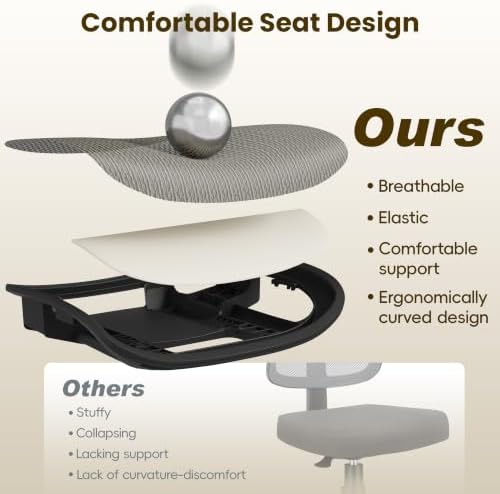 Ergonomic Office Chair, Mesh Computer Desk Chairs with BIFMA X5.1 Certified, Adjustable Lumbar Support, 3D Arm, Tilt Back, Wide Seat, Comfy Swivel Work Task Chair for Company and Home (Apricot Mist) - Image 4