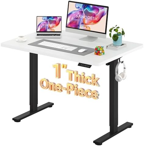 SANODESK One-Piece 1'' Thick Height Adjustable Standing Desk 48''x30'' by sanodesk