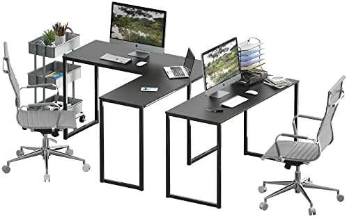 SHW Mission 48 x 48 L-Shape Home Office Computer Desk, Black - Image 6