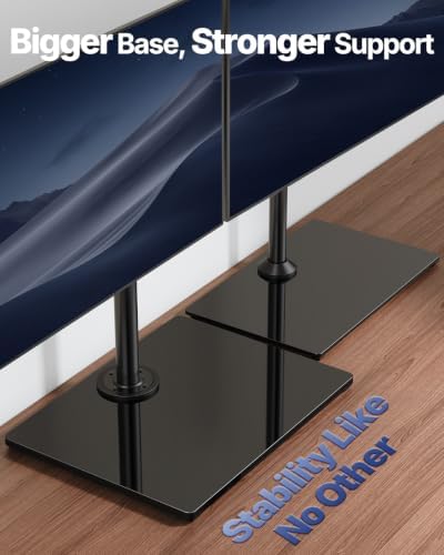 HUANUO Free Standing Dual Monitor Stand for 13-32 Inch Monitors, Glass Base - Image 5