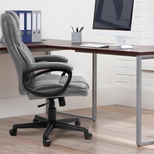 Furmax Office Executive Chair High Back Adjustable Managerial Home Desk Chair, Swivel Computer PU Leather Chair with Lumbar Support (2, Gray) - Image 7