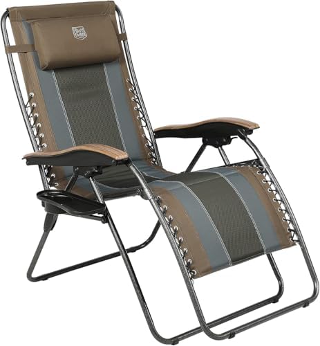 Timber Ridge Oversized Zero Gravity Chair, Padded Reclining Lounge Chair with Adjustable Headrest & Cup Holder, Heavy Duty Support 350 lbs, Foldable for Camping, Lawn, Outdoor & Indoor by TIMBERRIDGE