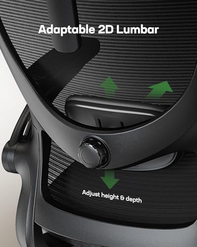 Marsail Ergonomic Office Chair: Office Desk Chair with High Back Mesh and Adjustable Lumbar Support Rolling Work Swivel Task Chairs with Wheel 3D Armrests and Headrest - Image 4