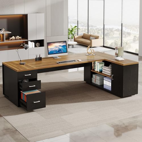 Tribesigns 85.8-Inch L-Shaped Executive Desk, Extra Large Home Office Desk - Image 3