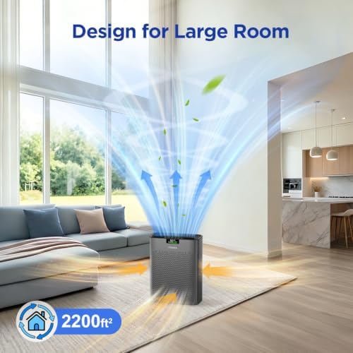 MOOKA Air Purifier for Home Bedroom Large Room 2200 Ft², HEPA Filter, Grey - Image 5