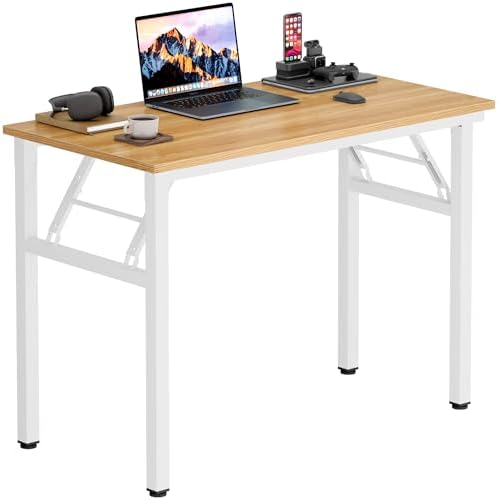 Need Office Computer Desk 35.8 Inch Sturdy Folding Laptop Table Teak by Need