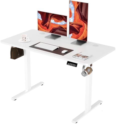 ERGOMAKER 47"x24" Standing Desk, Height Adjustable Sit-Stand Office, White by ERGOMAKER