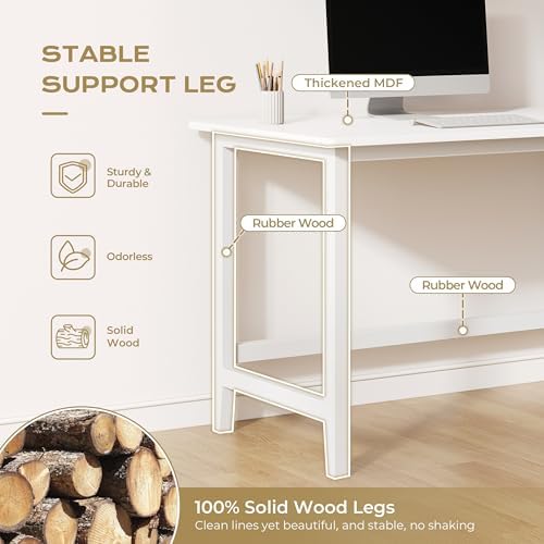 IOTXY 53" Reversible L-Shaped Office Desk with Storage Shelves, White - Image 3