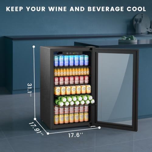 Electactic Mini Fridge 130 Can Beverage Refrigerator Cooler, 3.2 Cu.Ft Drink Fridge for Soda Wine Beer, Adjustable Temperature Control for Home Office, Black - Image 6