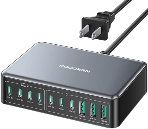 Rocoren 480W GaN 10‑Port Charging Station, PD 100W Fast USB‑C Charger Hub by Rocoren