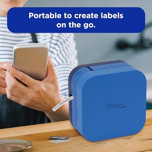 Brother P-Touch Cube Smartphone Label Maker, Bluetooth Wireless Technology, Multiple Templates Available, Apple & Android Compatible - Blue, 2.5 x 4.6 x 4.6 inches - Image 5