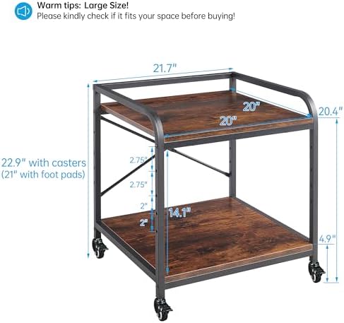 Fannova Large Size Under Desk Printer Stand, Height Adjustable Top Shelf - Image 4