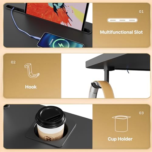 28 inch Mobile Laptop Desk, Portable Sit Stand Cart with Wheels - Image 4